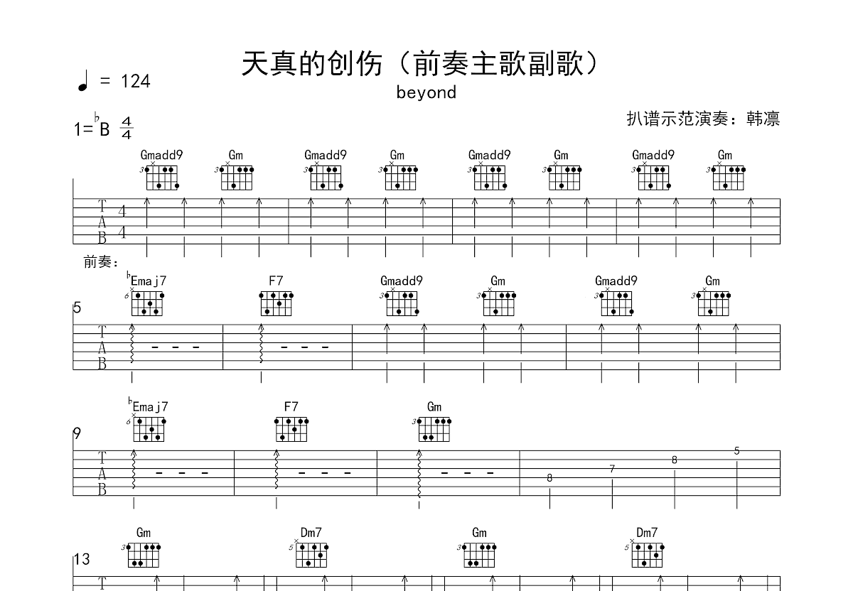 天真的创伤吉他谱预览图