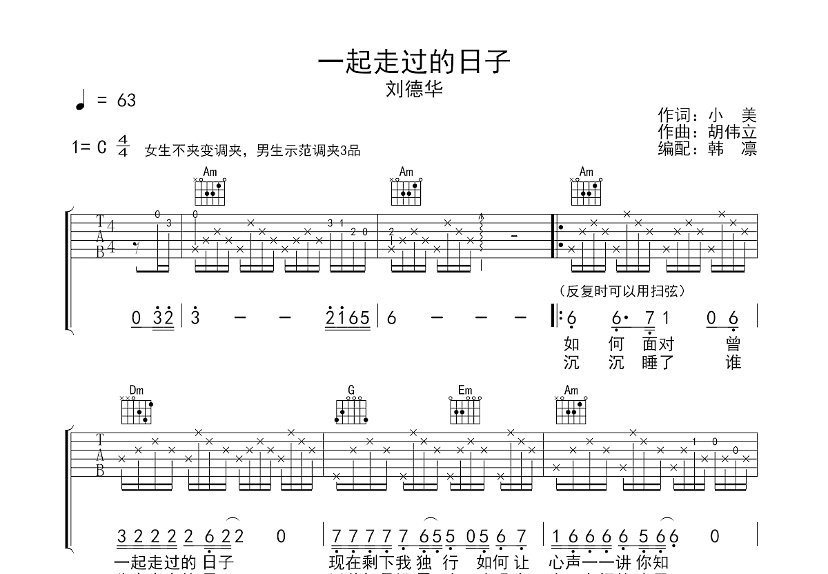 一起走过的日子吉他谱预览图