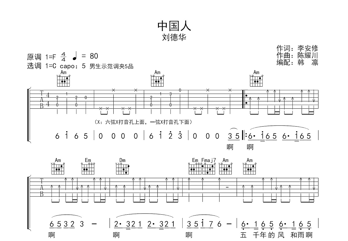 中国人吉他谱预览图