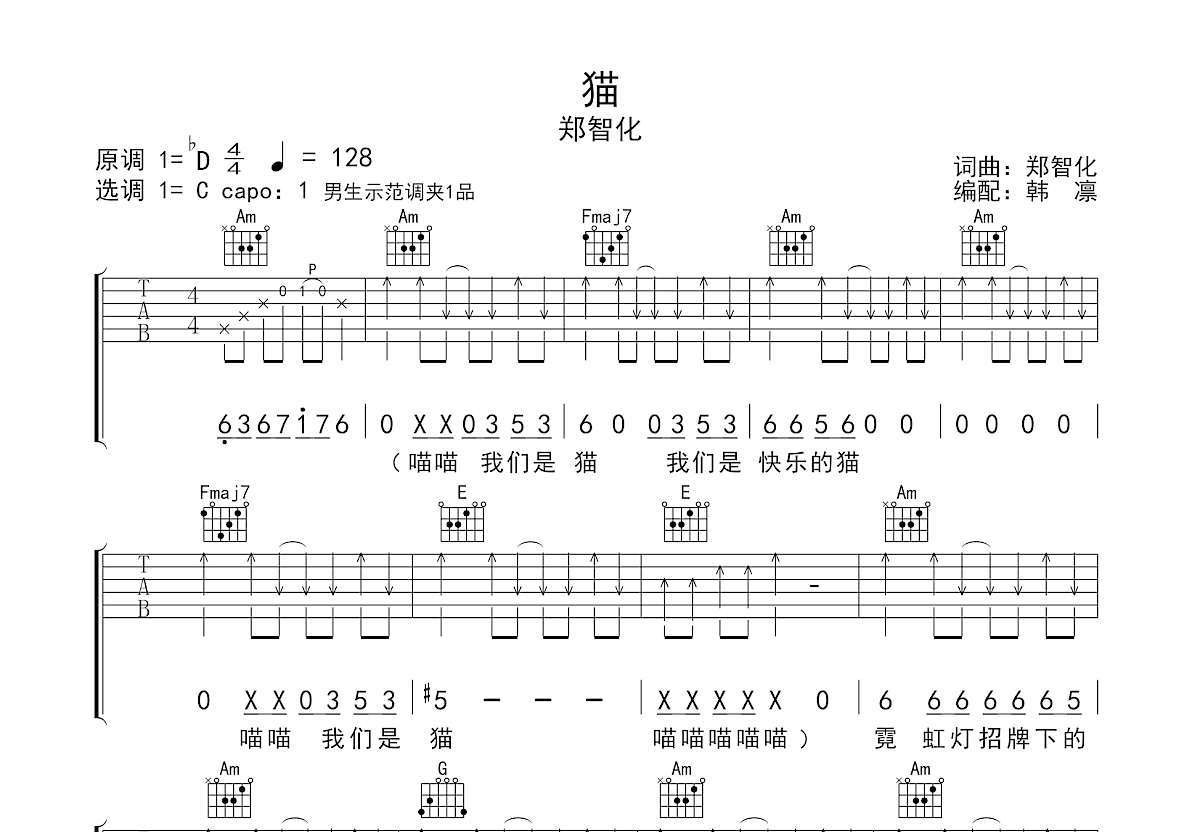 猫吉他谱预览图