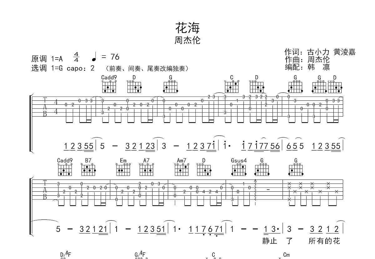 花海吉他谱预览图