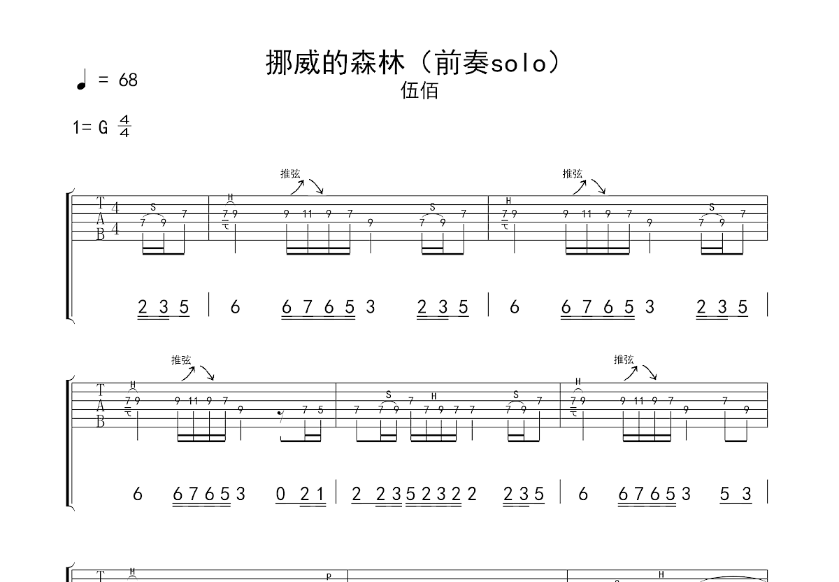挪威的森林吉他谱预览图