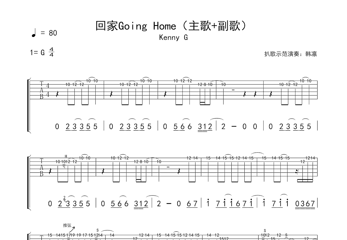 Going Home吉他谱预览图