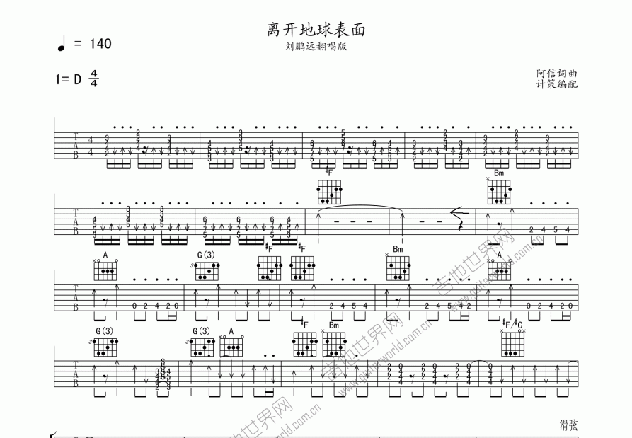 离开地球表面吉他谱预览图