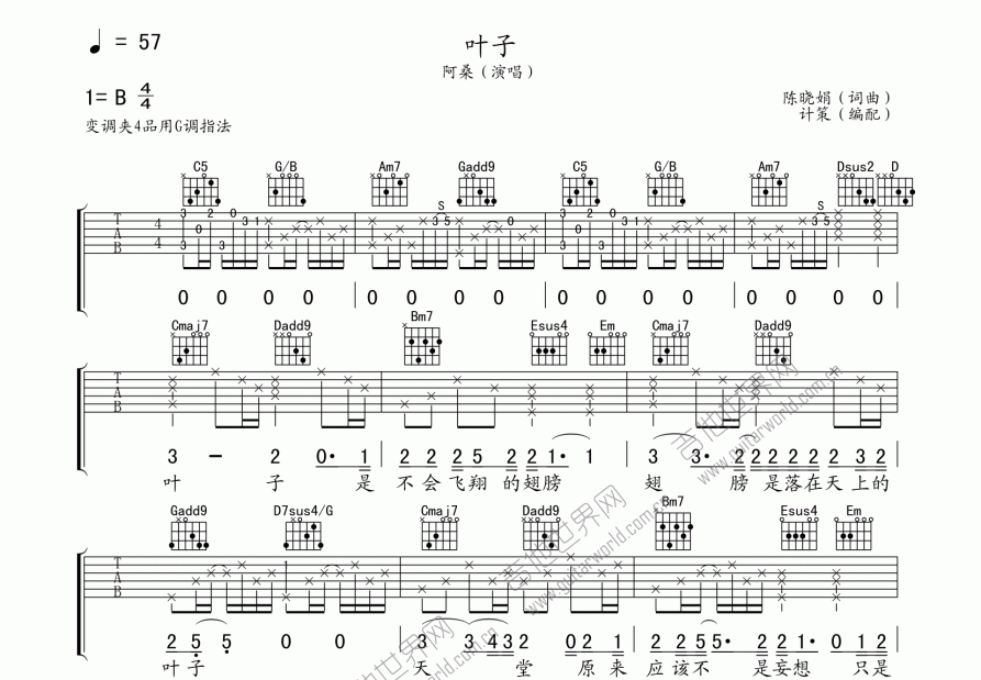 叶子吉他谱预览图