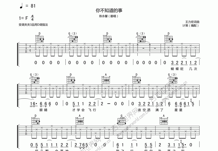 你不知道的事吉他谱预览图