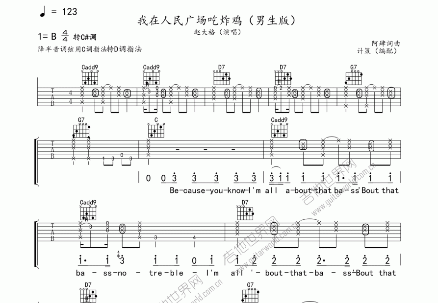 我在人民广场吃炸鸡吉他谱预览图