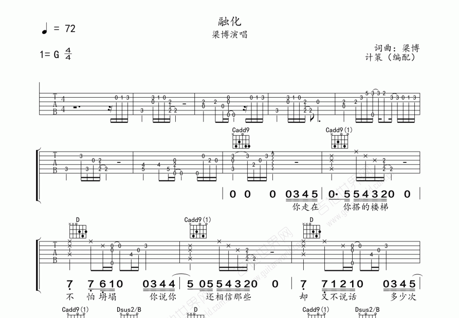 融化吉他谱预览图