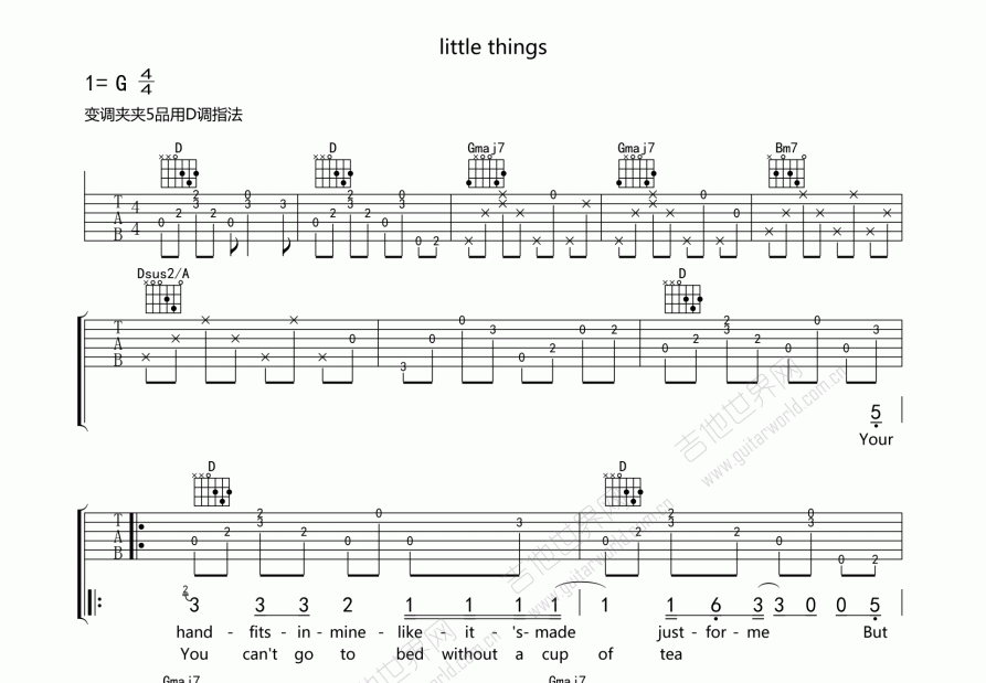 Little Things吉他谱预览图