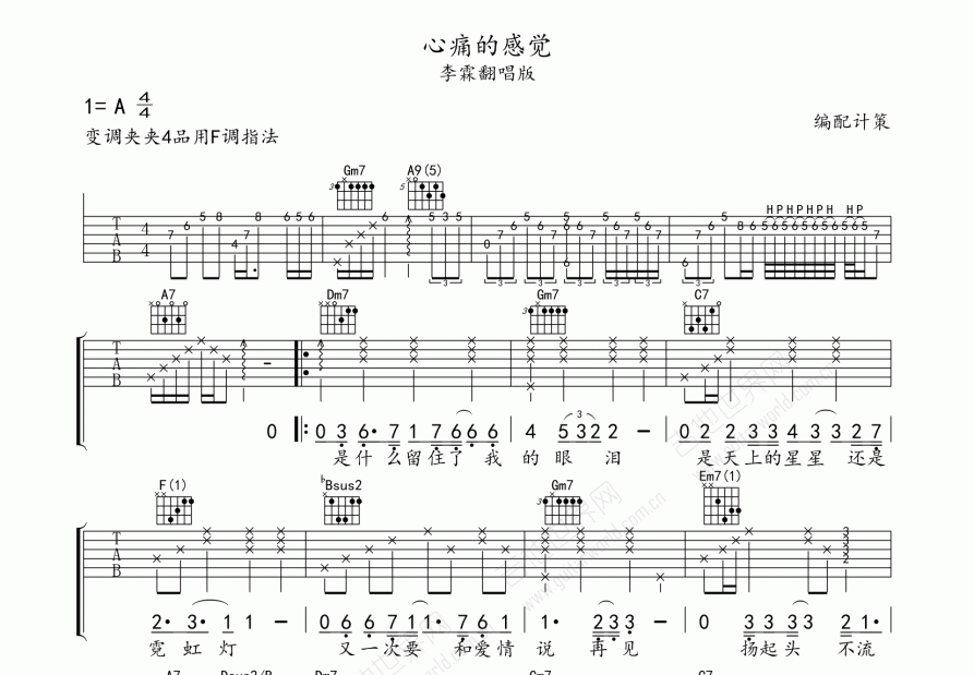 心痛的感觉吉他谱预览图