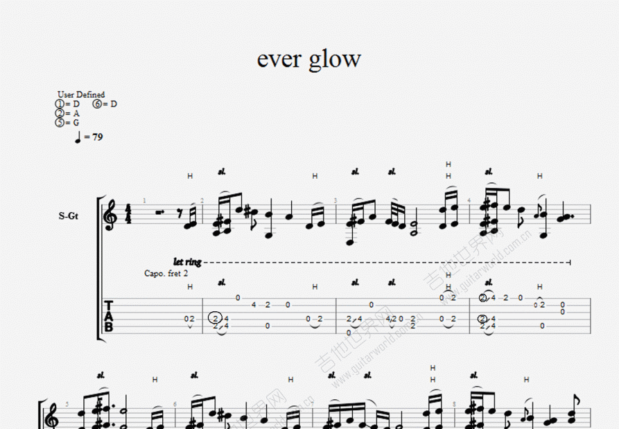 Everglow吉他谱预览图