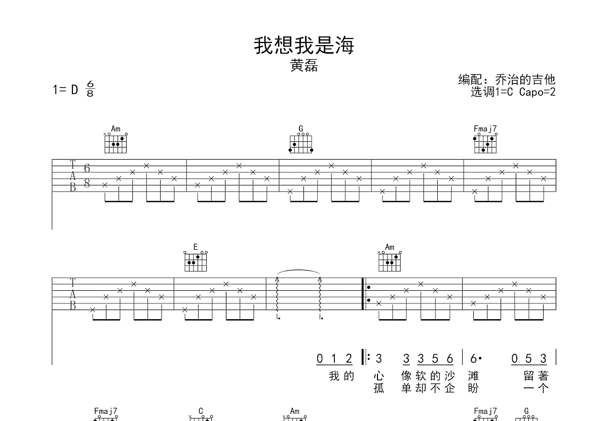 我想我是海吉他谱预览图