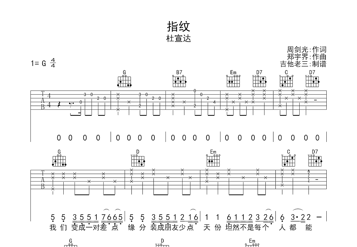 指纹吉他谱预览图