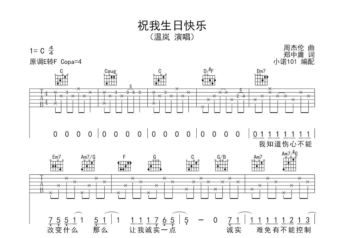 祝我生日快乐吉他谱预览图