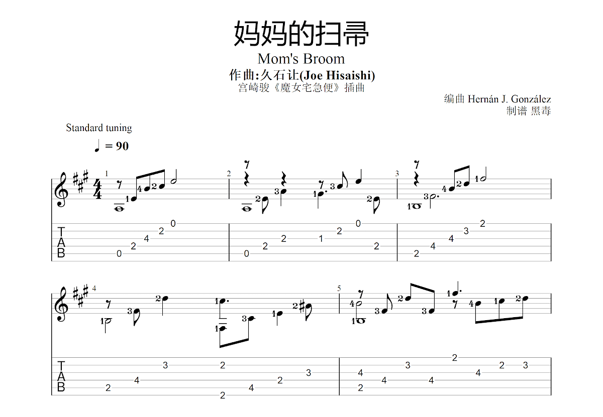 妈妈的扫帚吉他谱预览图