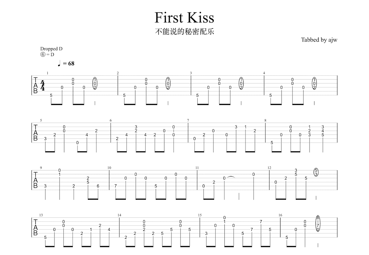 First Kiss吉他谱预览图
