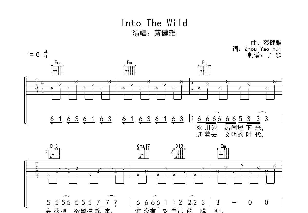 Into The Wild吉他谱预览图