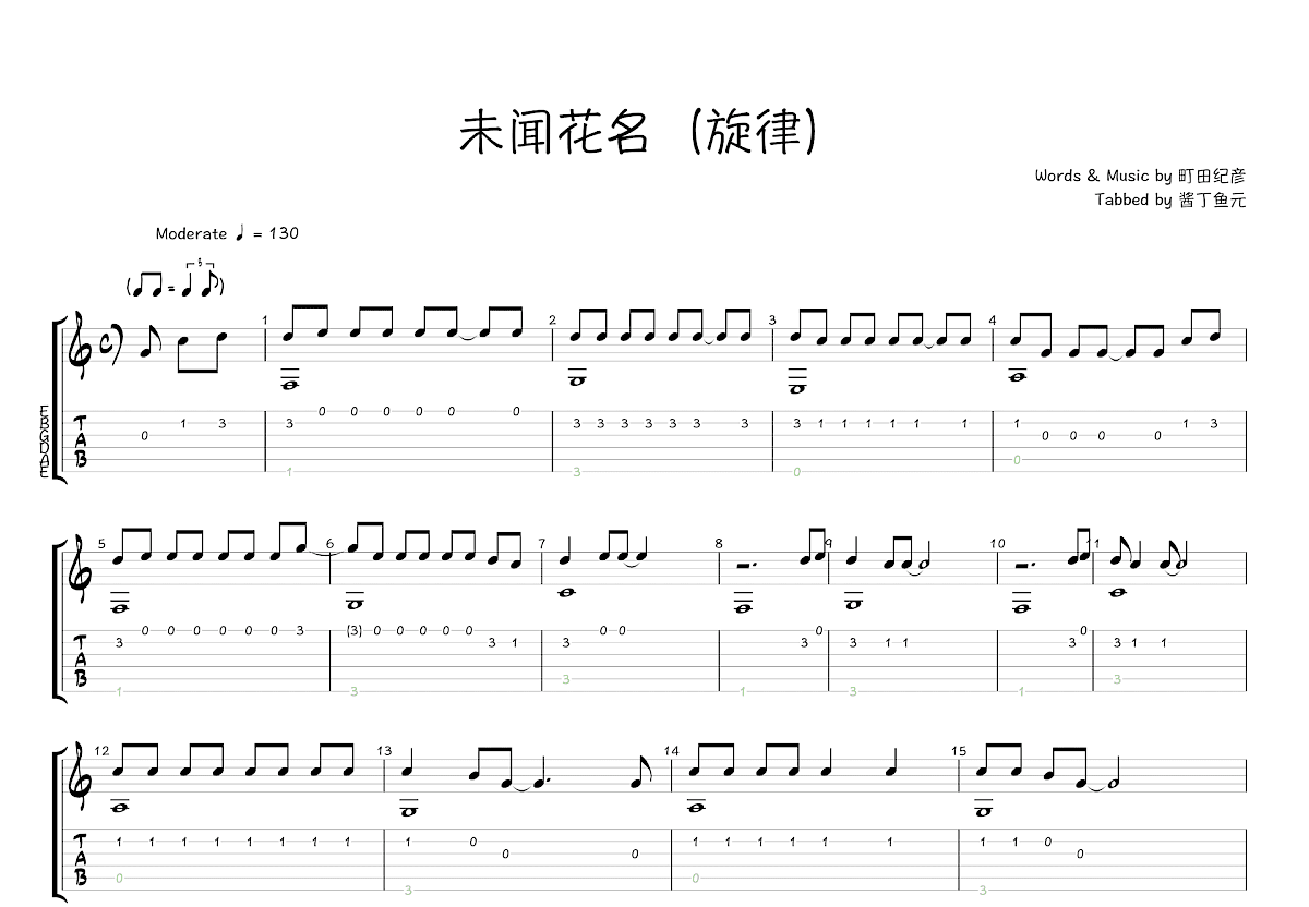 未闻花名吉他谱预览图