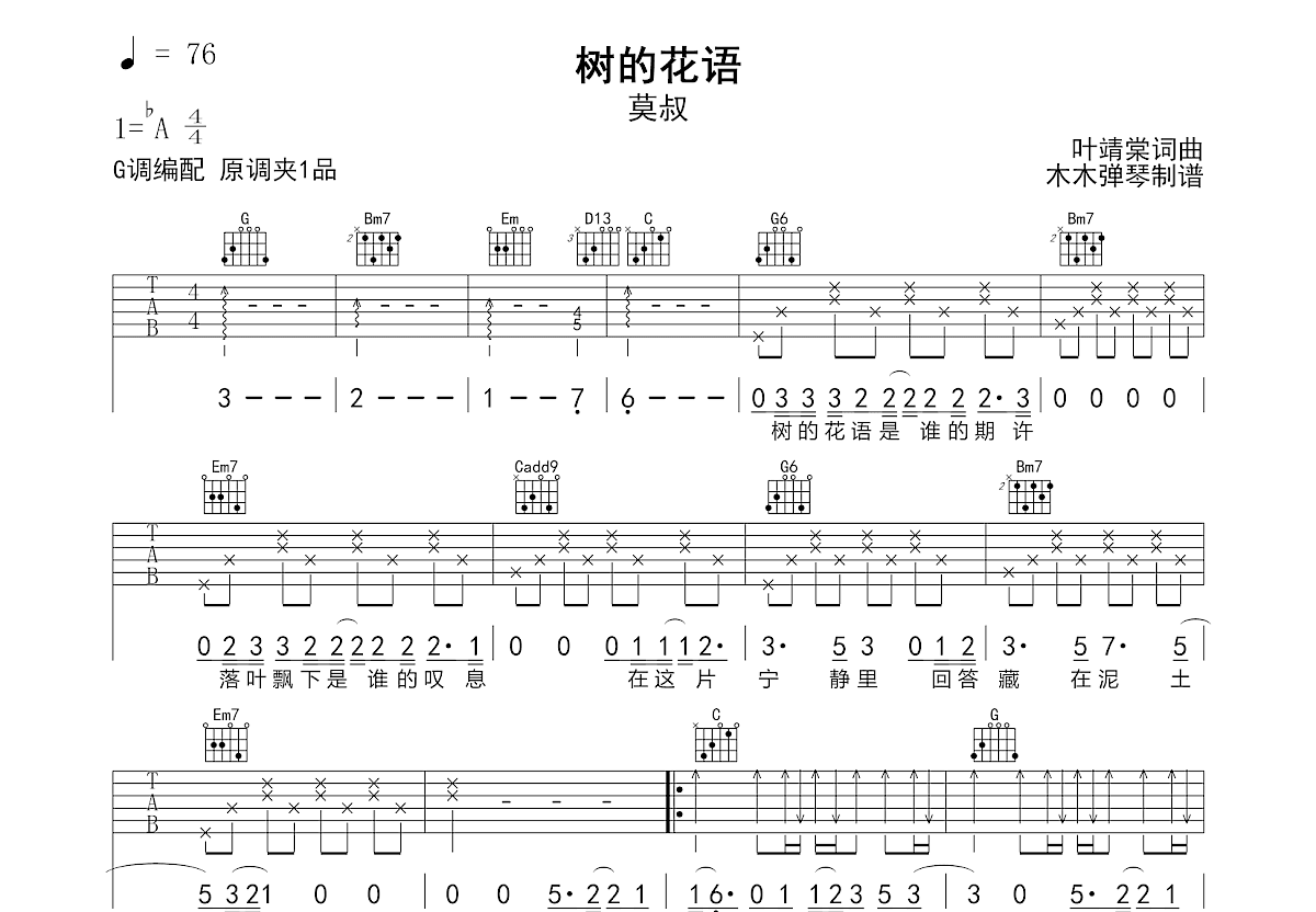 树的花语吉他谱预览图