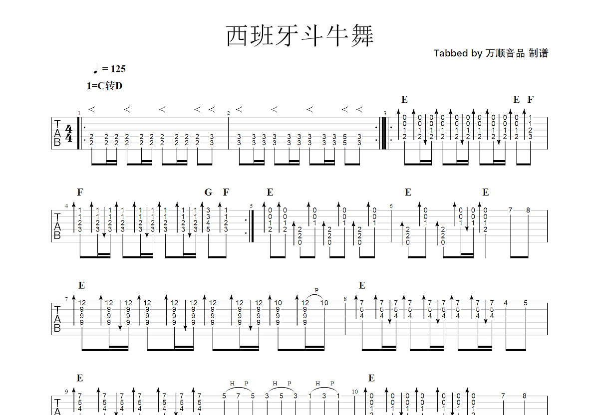 西班牙斗牛吉他谱预览图