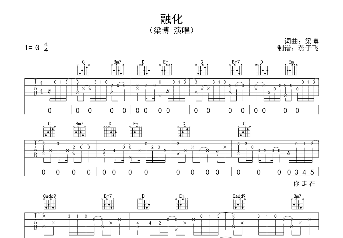 融化吉他谱预览图