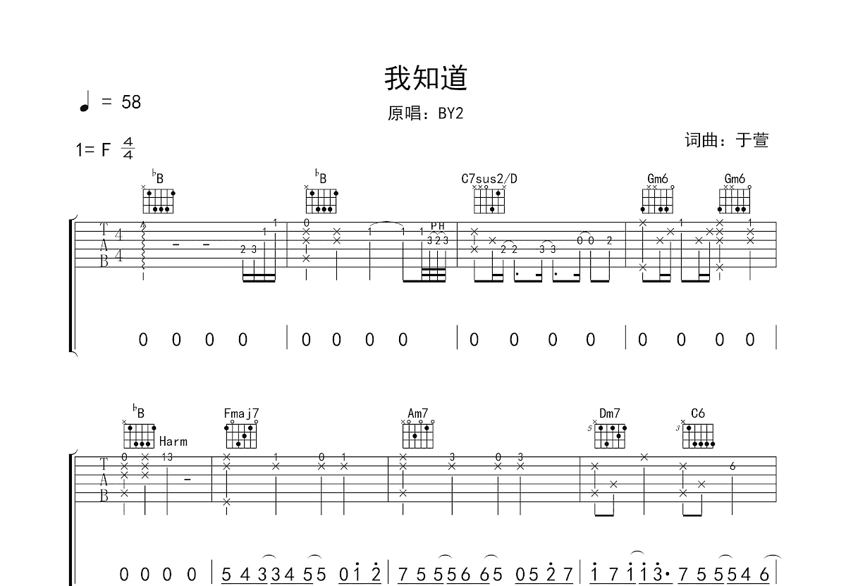 我知道吉他谱预览图
