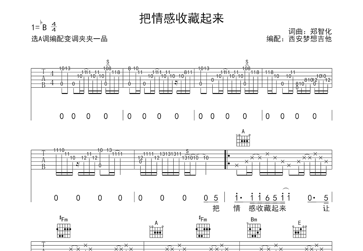 把情感收藏起来吉他谱预览图