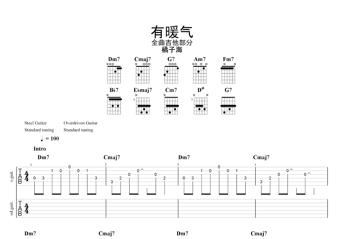 有暖气 (You Nuan Chi)吉他谱预览图