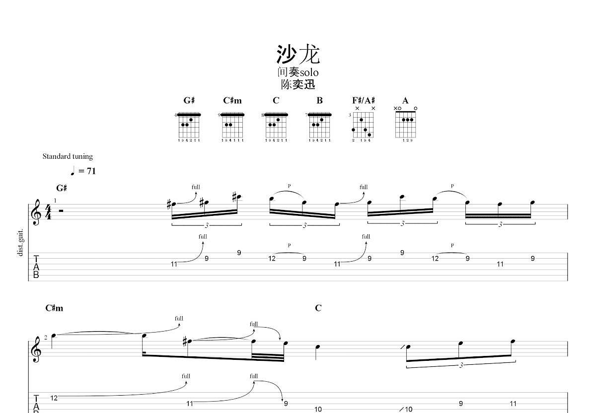 沙龙吉他谱预览图