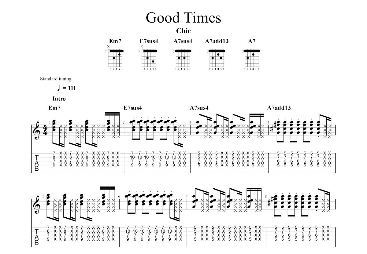 Good Times吉他谱预览图