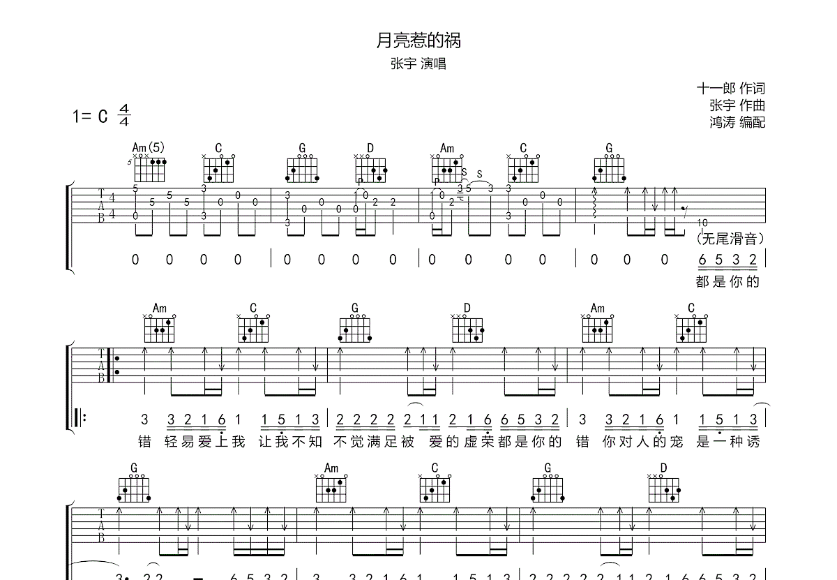 月亮惹的祸吉他谱预览图