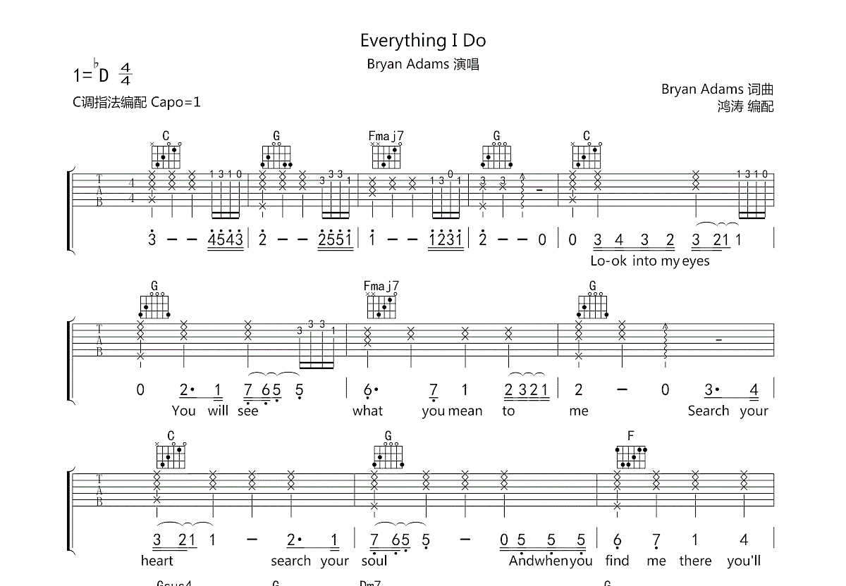 Everything I Do吉他谱预览图