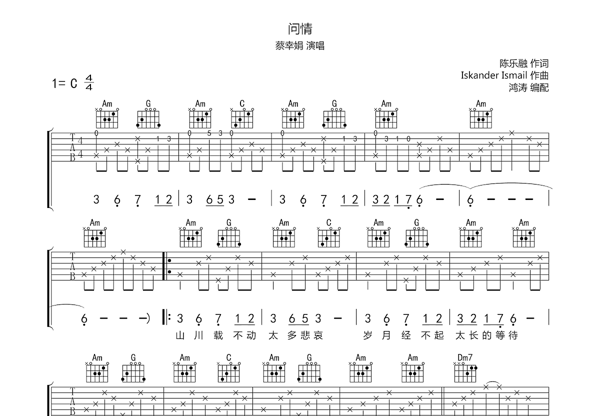 问情吉他谱预览图