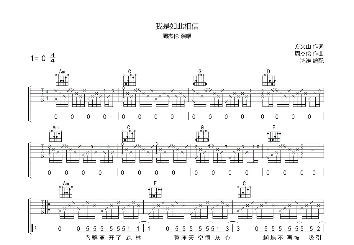 我是如此相信吉他谱预览图