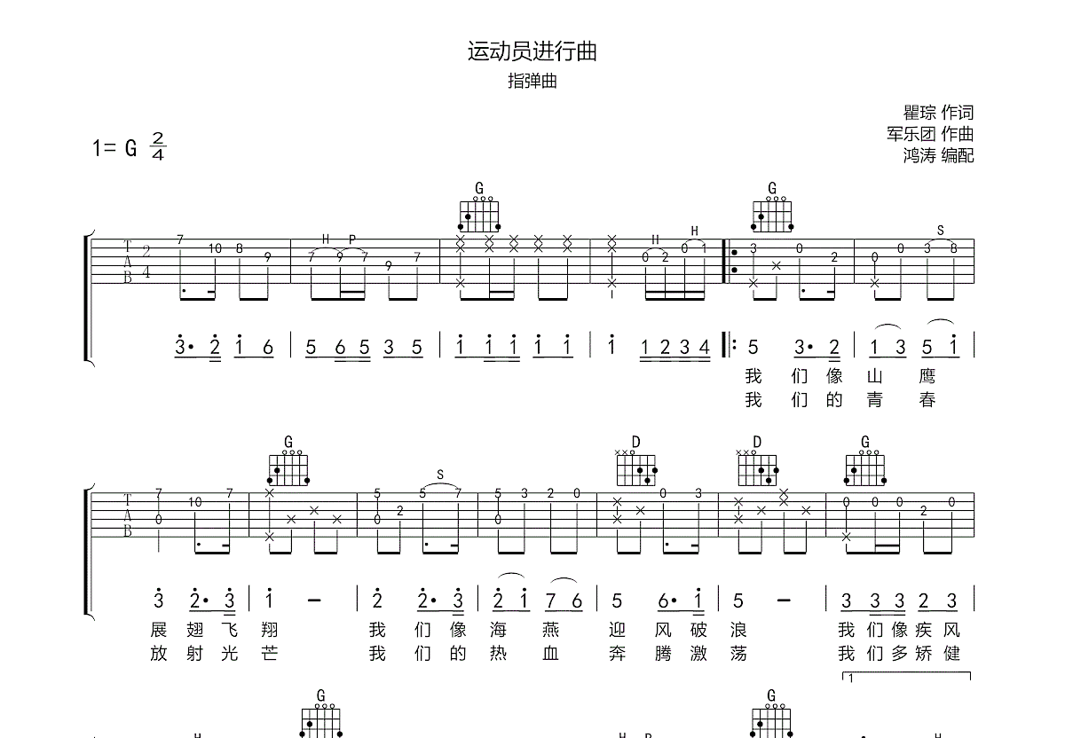 运动员进行曲吉他谱预览图