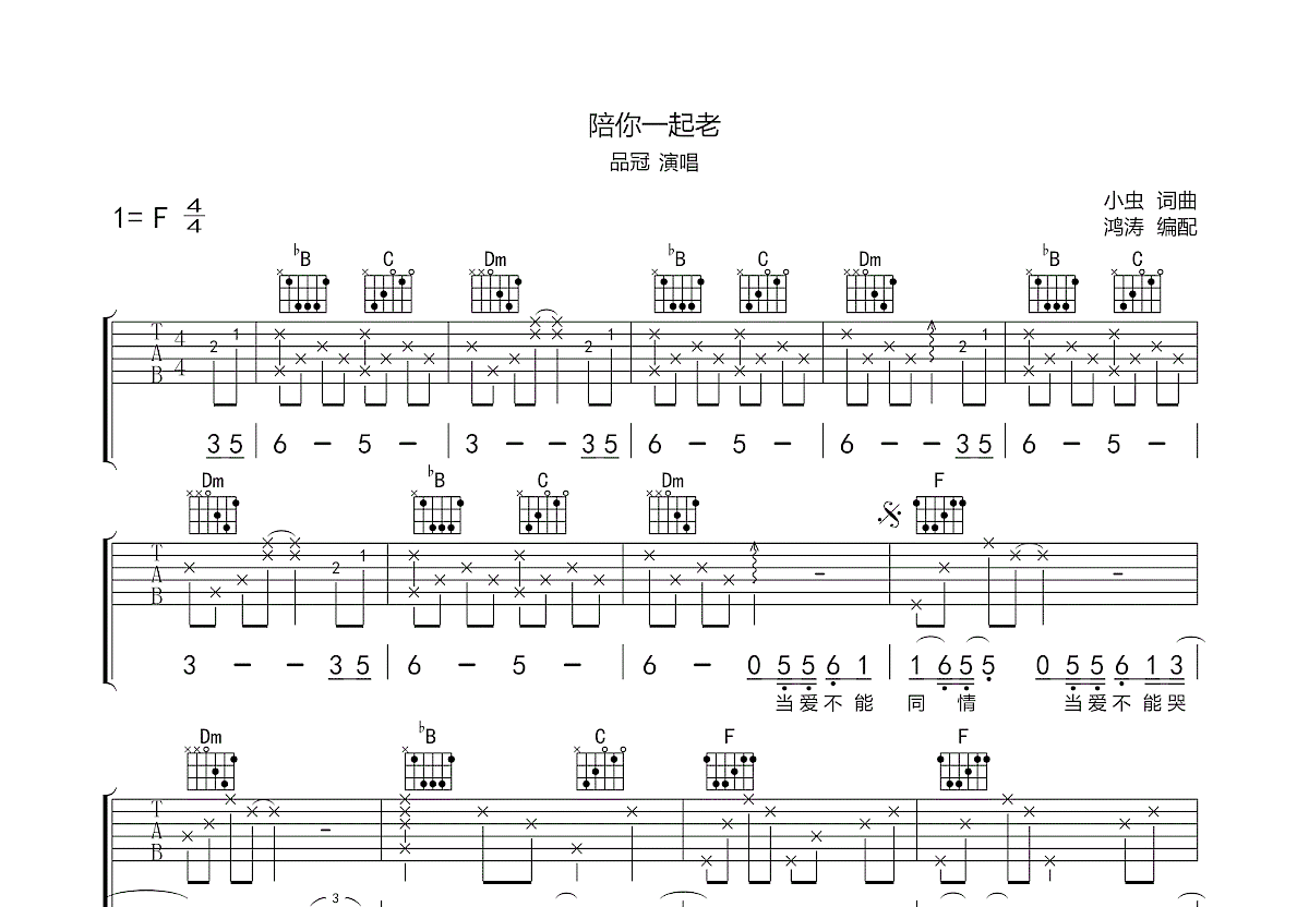 陪你一起老吉他谱预览图