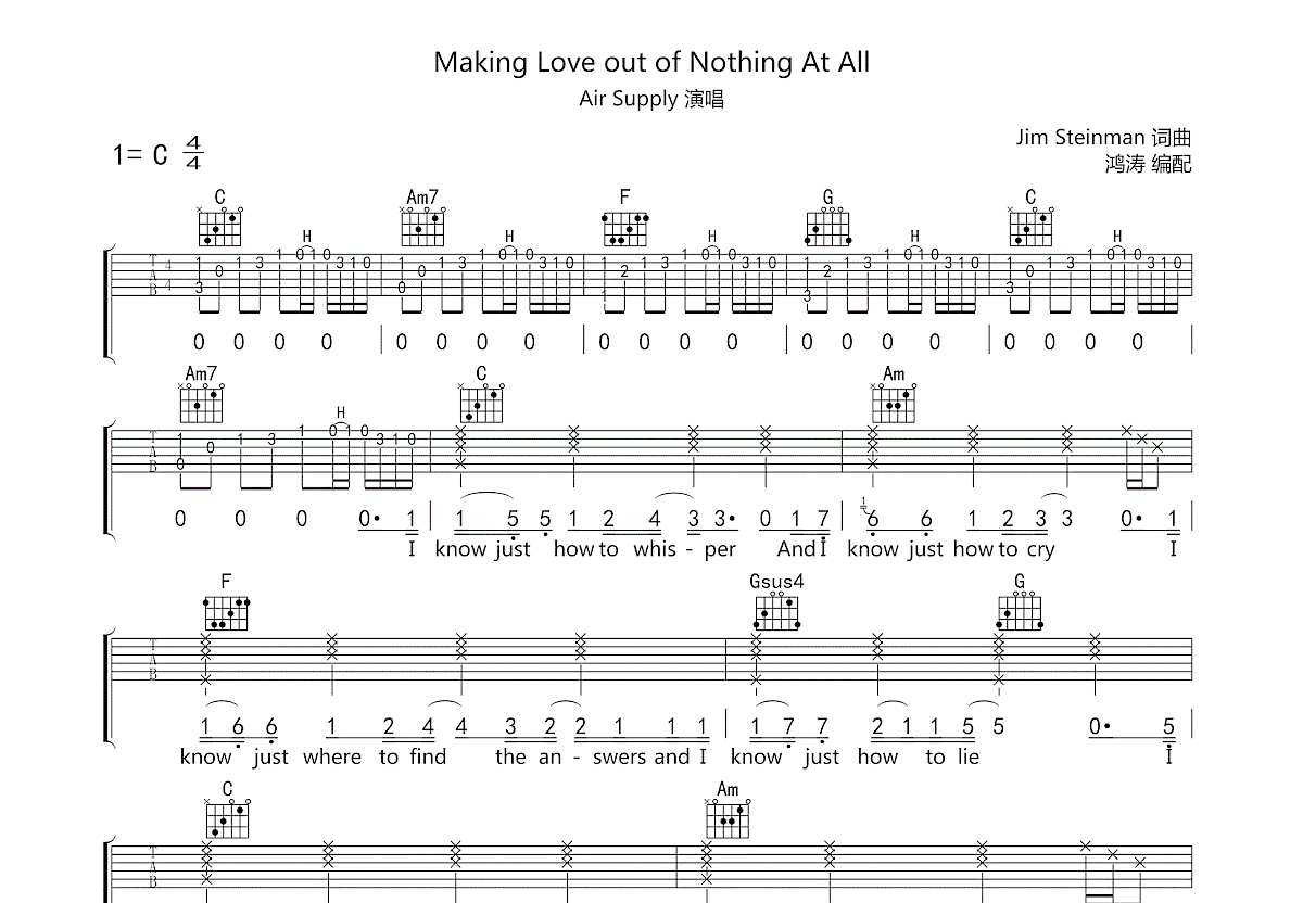 Making Love out of Nothing At All吉他谱预览图