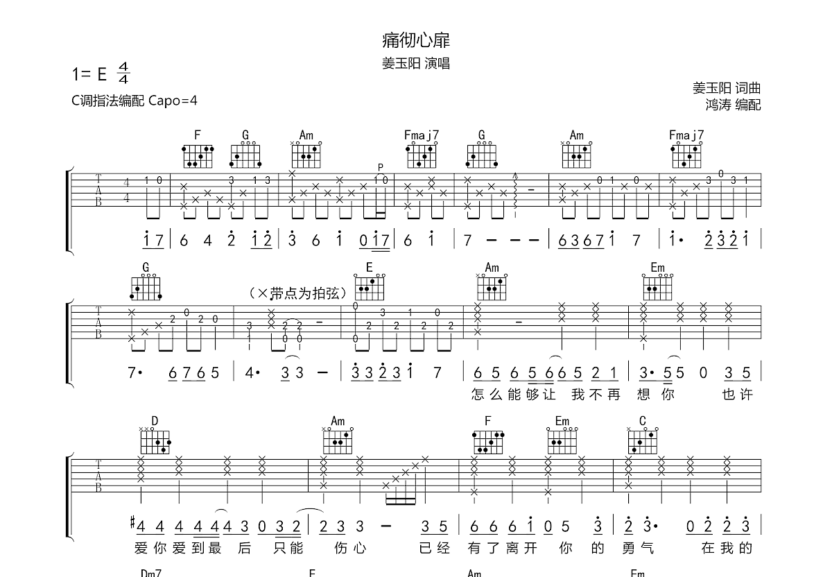 痛彻心扉吉他谱预览图