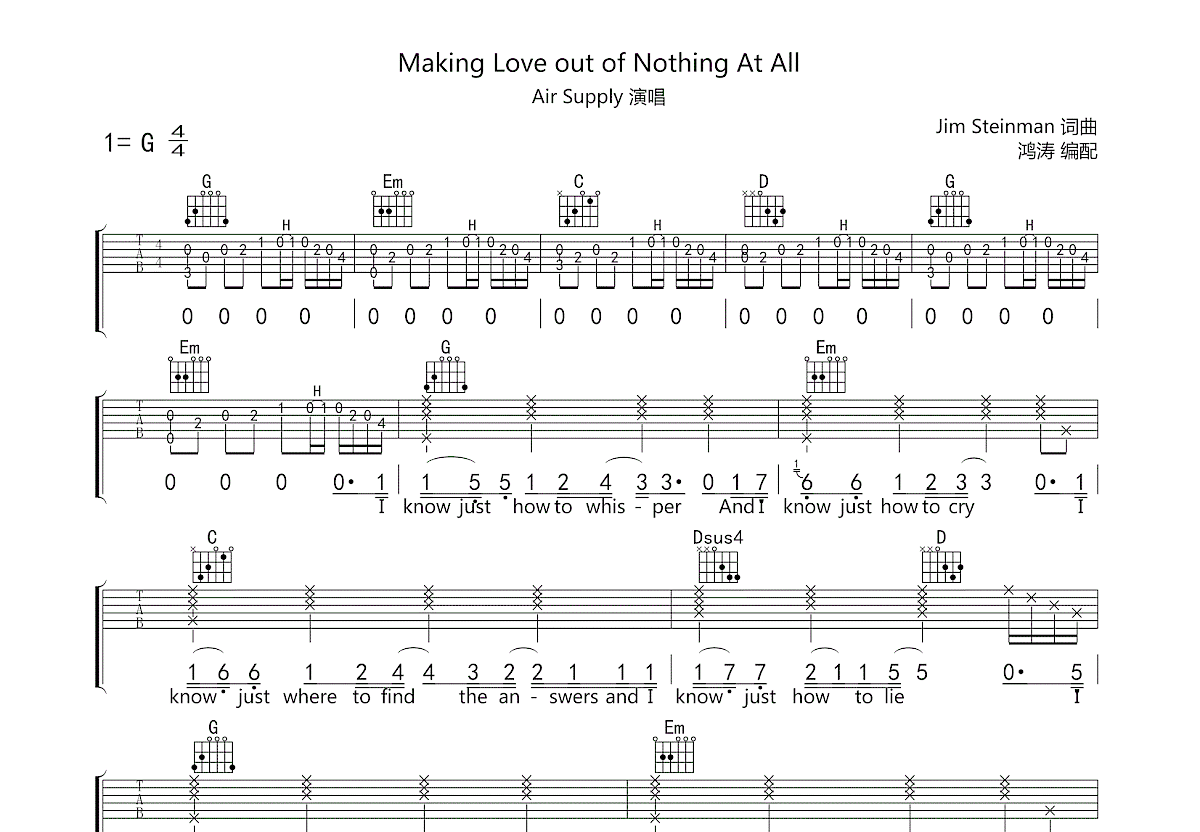 Making Love out of Nothing At All吉他谱预览图
