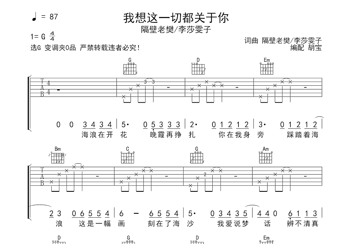 我想这一切都关于你吉他谱预览图