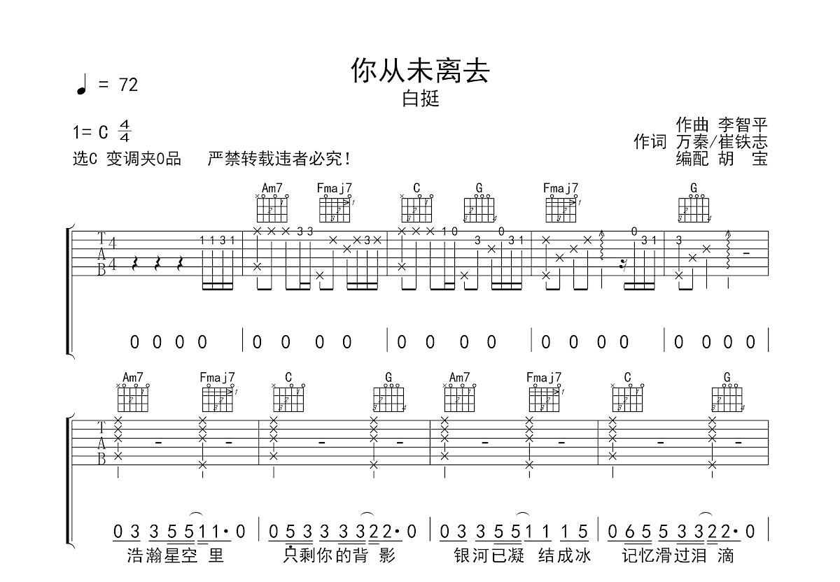 你从未离去吉他谱预览图