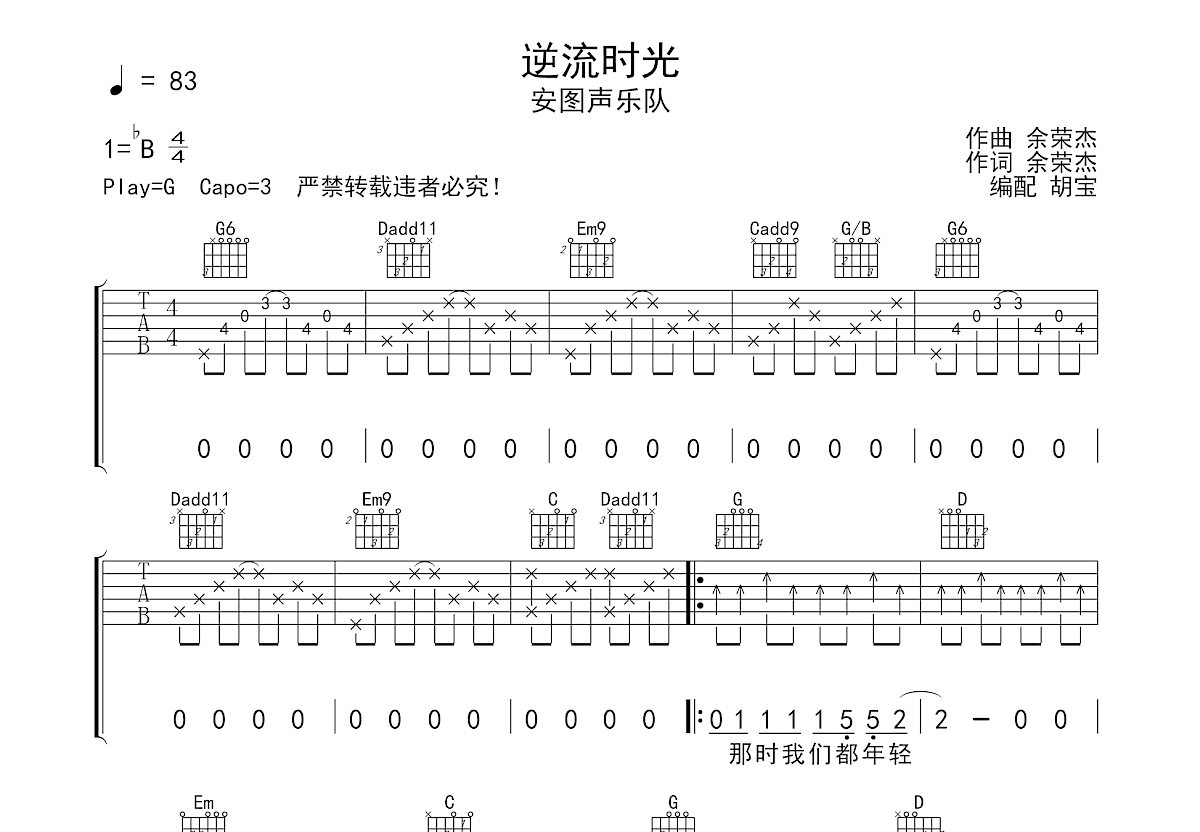 逆流时光吉他谱预览图