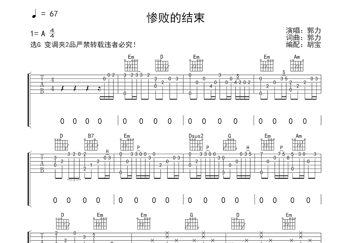 惨败的结束吉他谱预览图