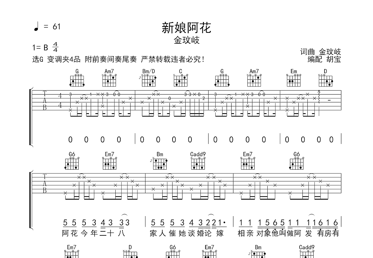 新娘阿花吉他谱预览图