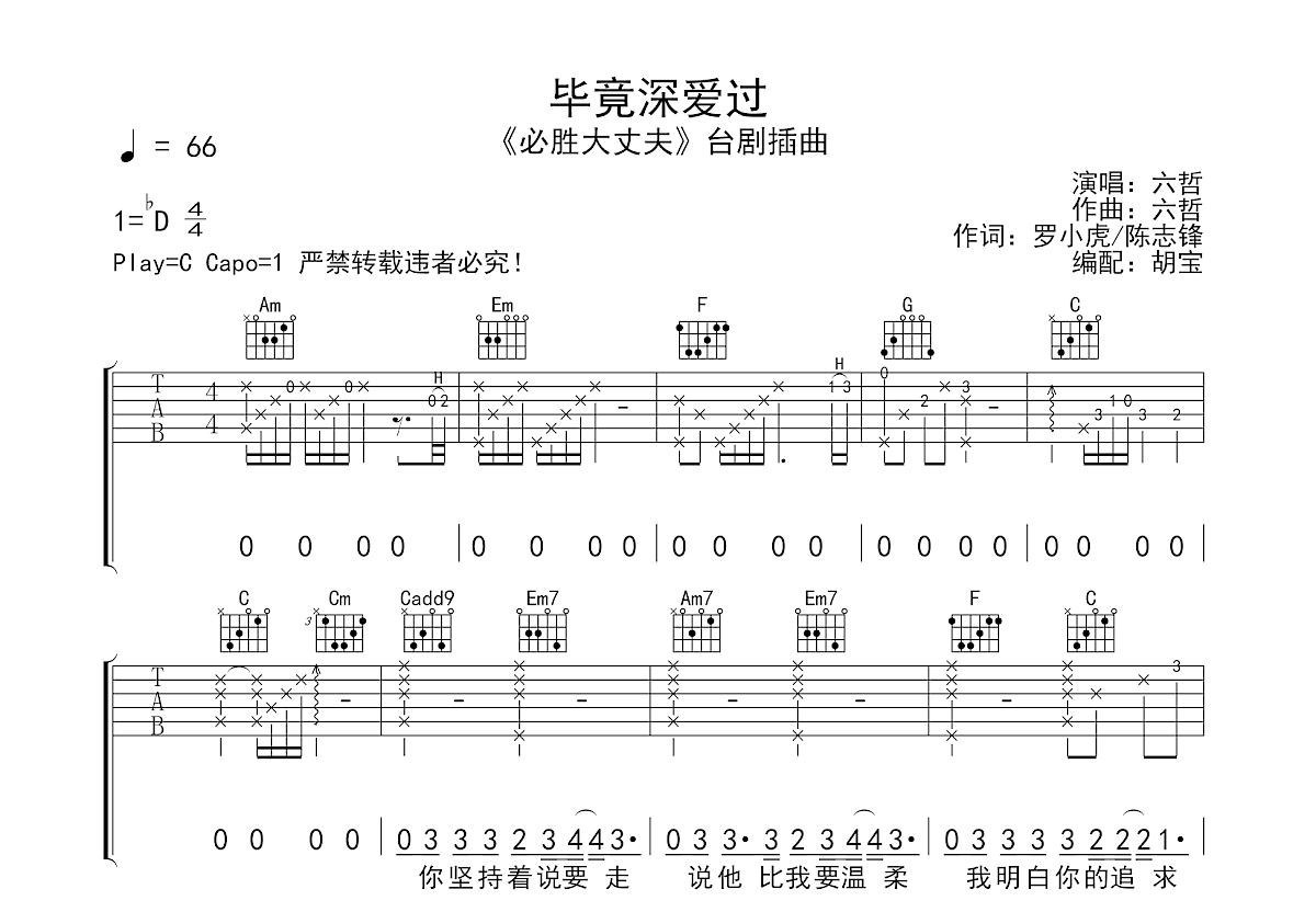 毕竟深爱过吉他谱预览图