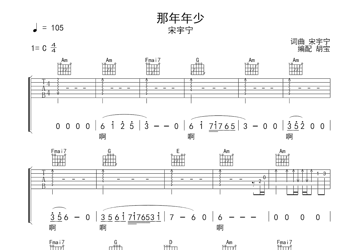 那年年少吉他谱预览图