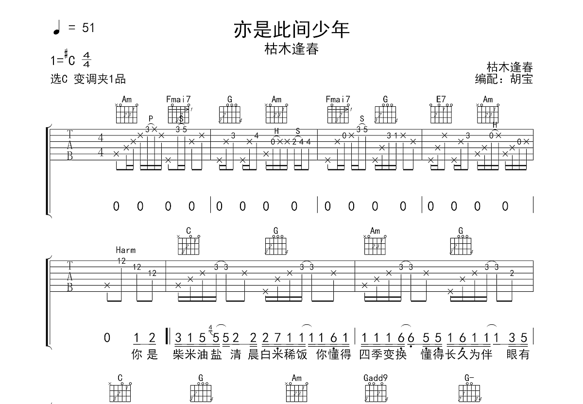 亦是此间少年吉他谱预览图