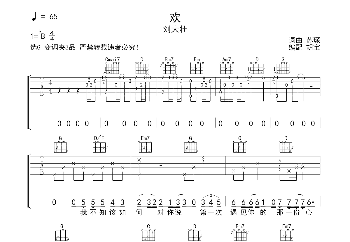 欢吉他谱预览图