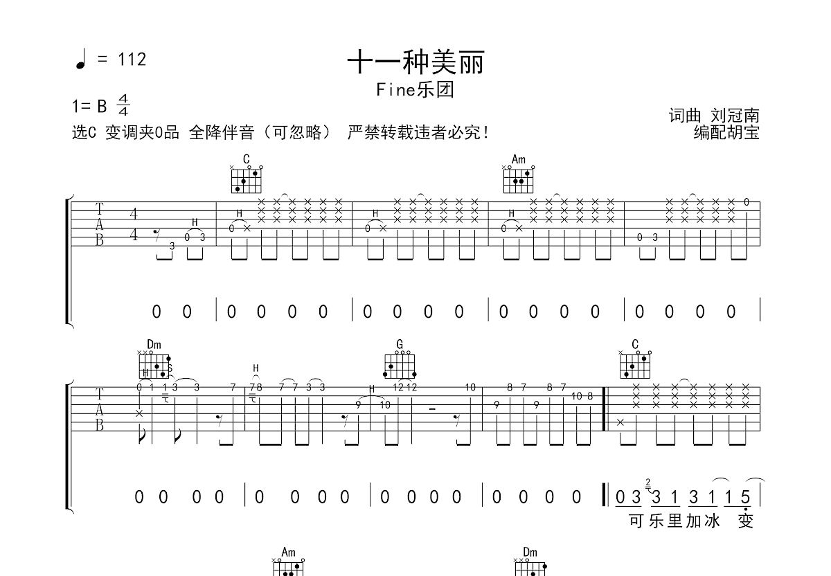 十一种美丽吉他谱预览图