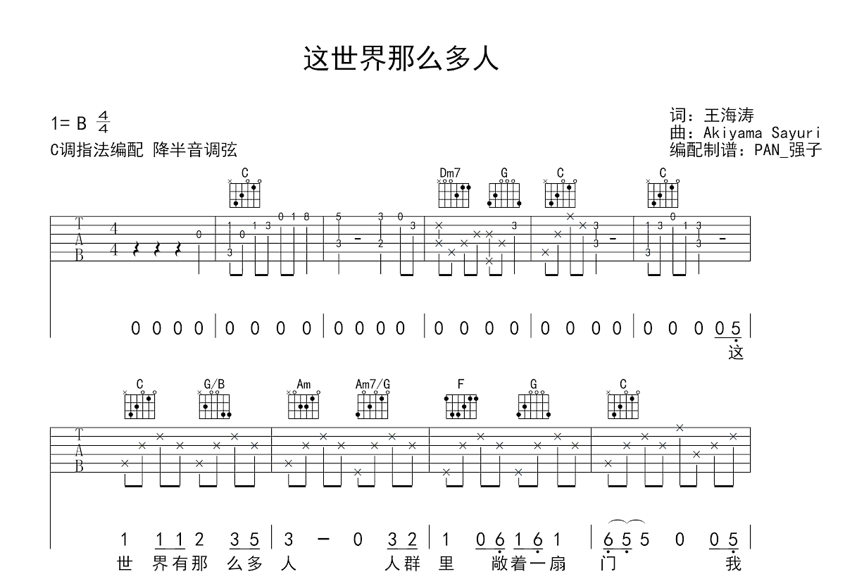 这世界那么多人吉他谱_莫文蔚_C调弹唱